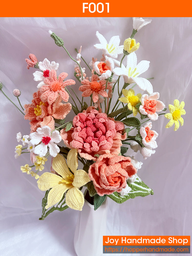 F001 Handmade Crochet Flowers Bouquet