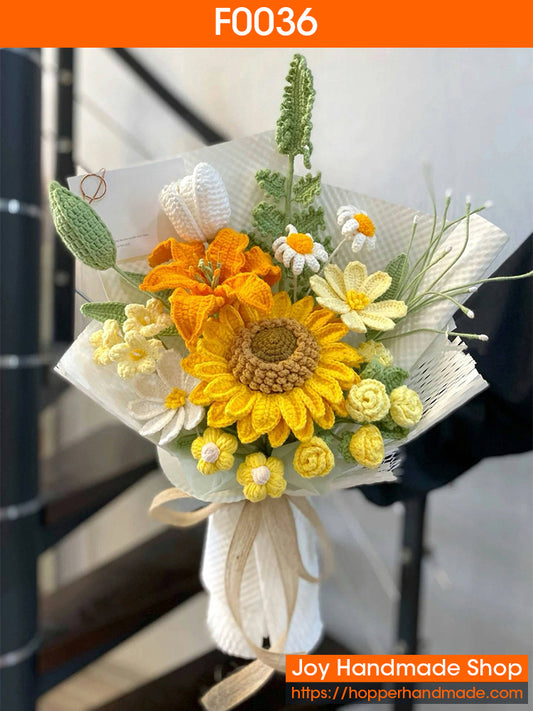 F0036 Hand Crocheted Sunflower Bouquet(Finished)
