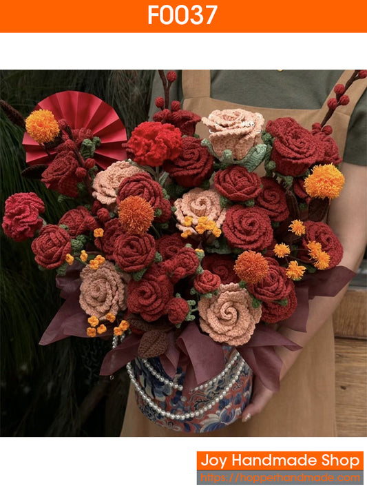 F0037 Handmade-Crochet Flowers for Wedding for Home For New House